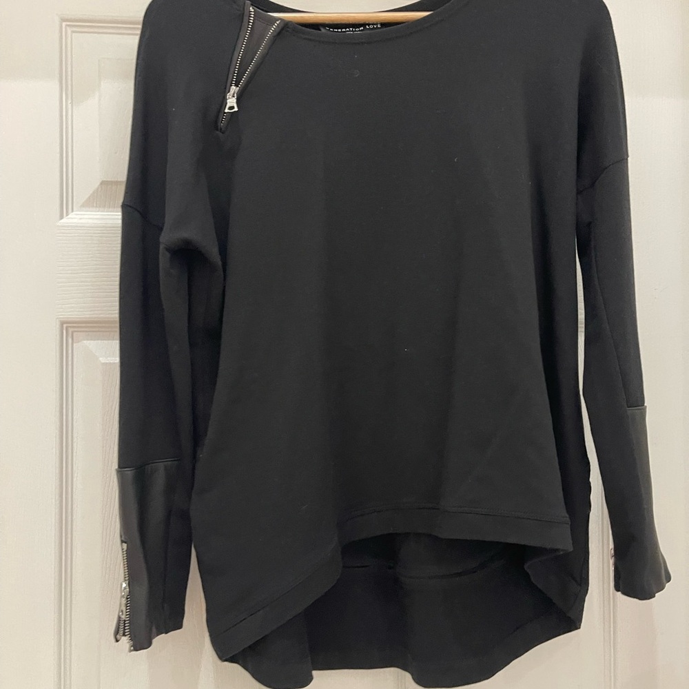 Generation Love Black Sweatshirt with Zipper Accents